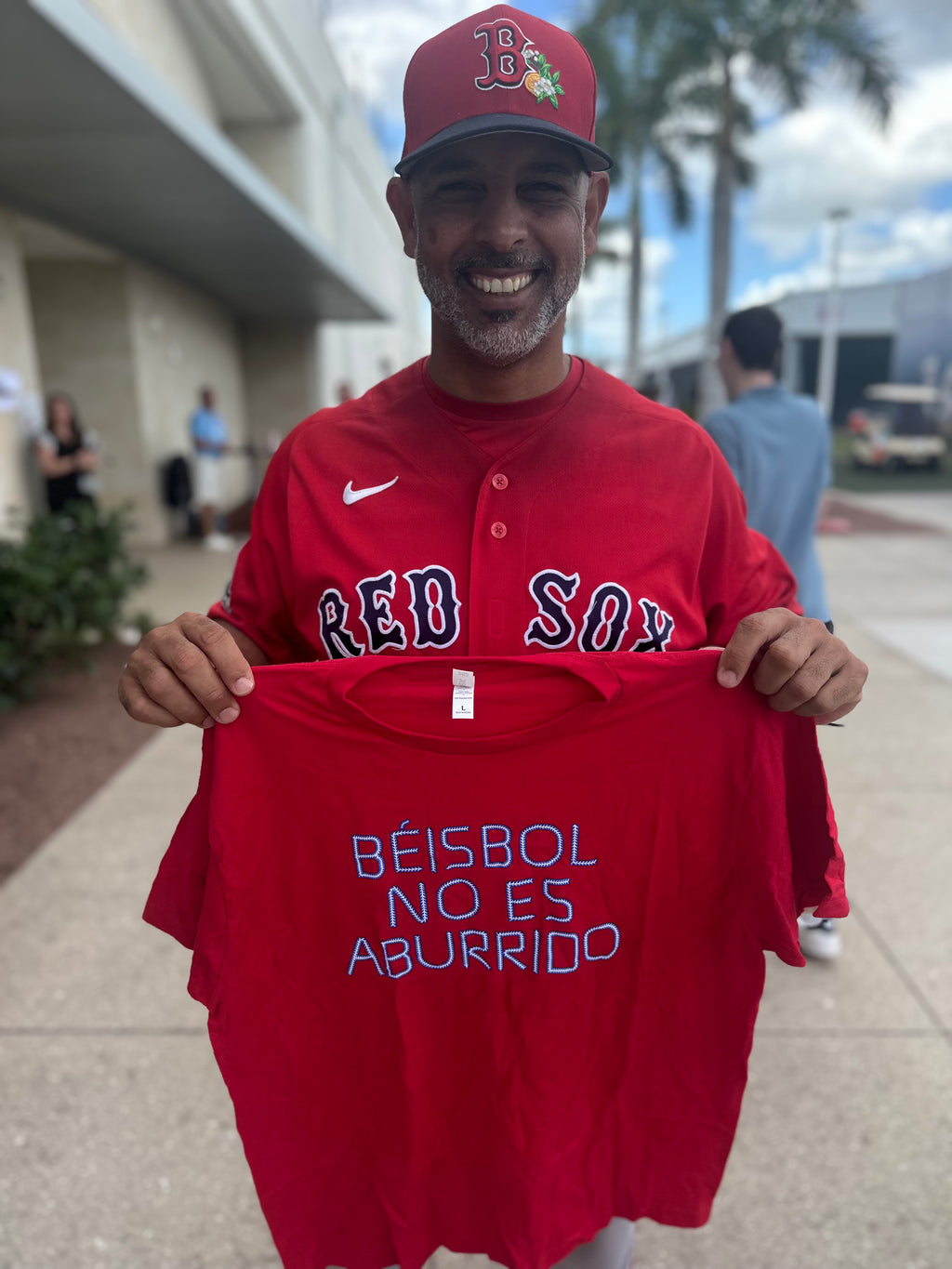 Béisbol No Es Aburrido — Red Shirt White/Blue Lettering