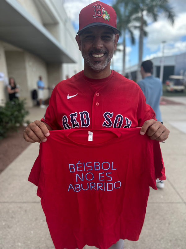 Béisbol No Es Aburrido — Red Shirt White/Blue Lettering
