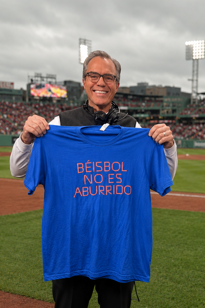 Béisbol No Es Aburrido — Blue Shirt White/Red Lettering