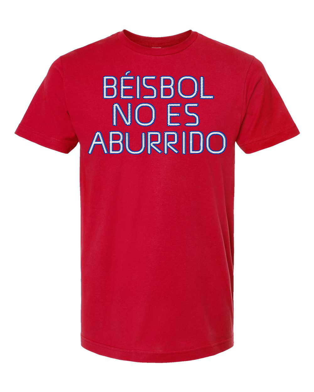 Béisbol No Es Aburrido — Red Shirt White/Blue Lettering