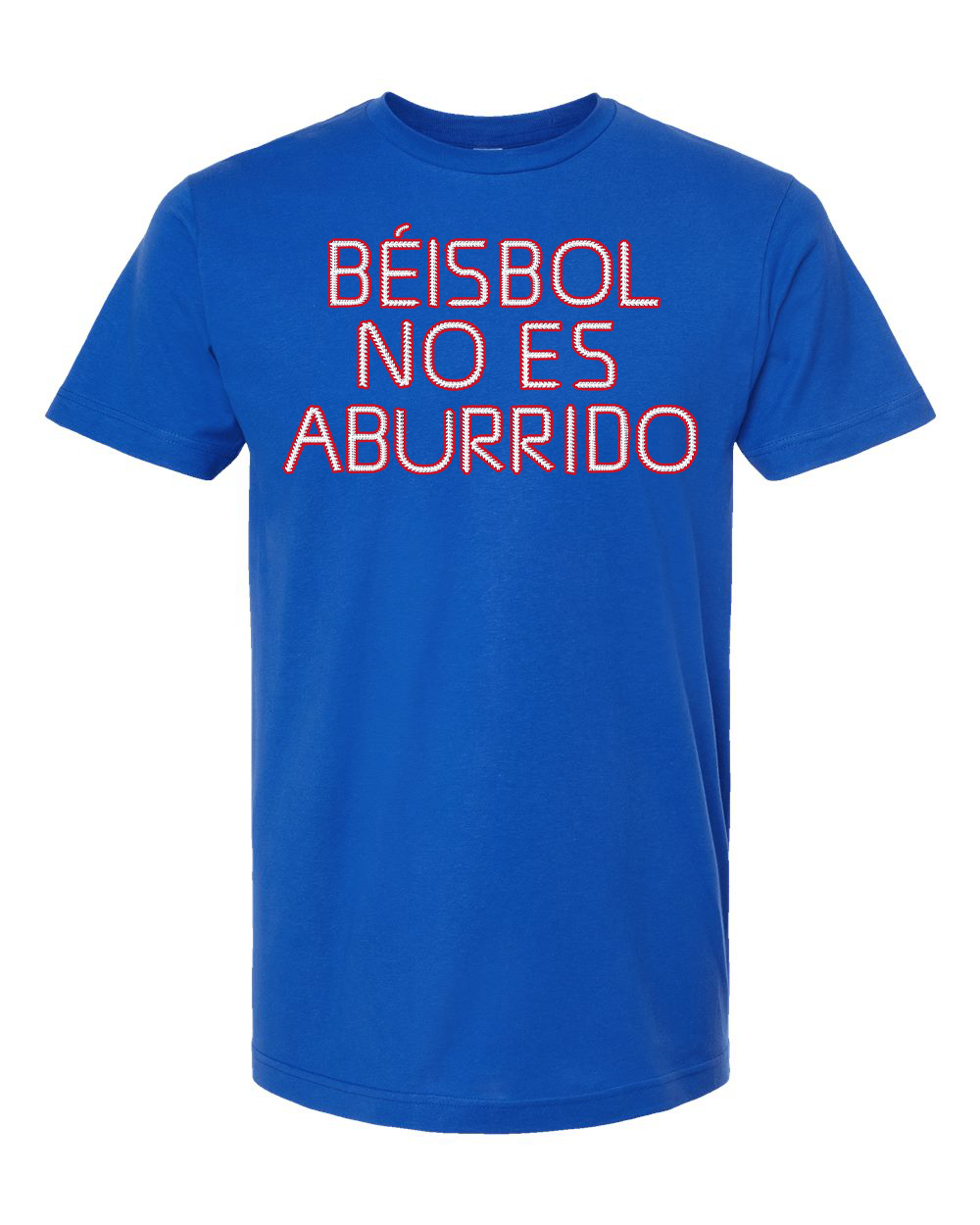 Béisbol No Es Aburrido — Blue Shirt White/Red Lettering