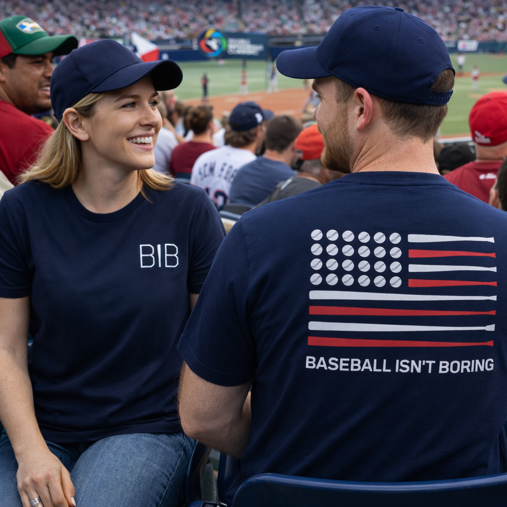 USA Flag Baseball Isn't Boring- Navy Shirt